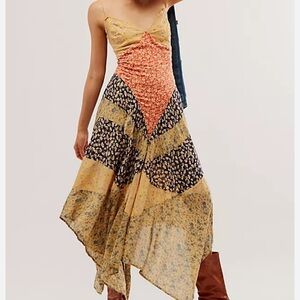 Free People Asymmetrical Dress in Yellow and Orange Floral